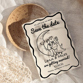 Reserve A Data Whimsical Save the date over the moon wedding