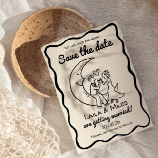 Reserve A Data Whimsical Save the date over the moon wedding