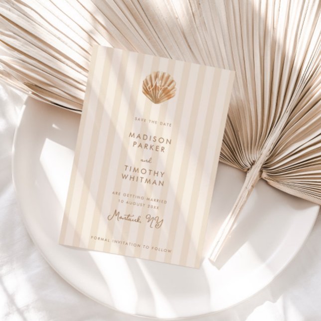 Reserve A Data Whimsical Shell Monogram Coastal Wedding (Criador carregado)