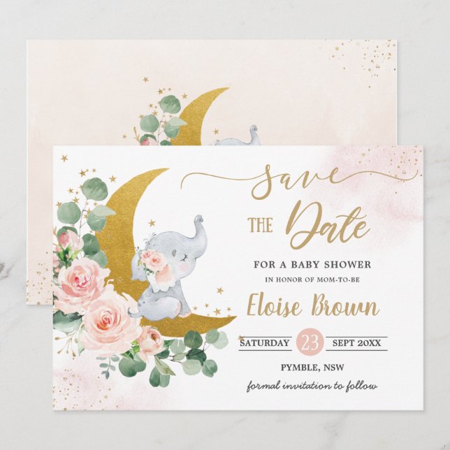 Reserve A Data Whimsso Baby Elephant Crescent Moon Blush Floral (Frente/Verso)