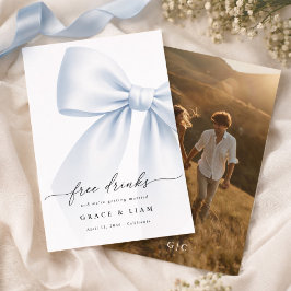 Reserve A Data Whimsy Script Bow Free Drinks Wedding Photo