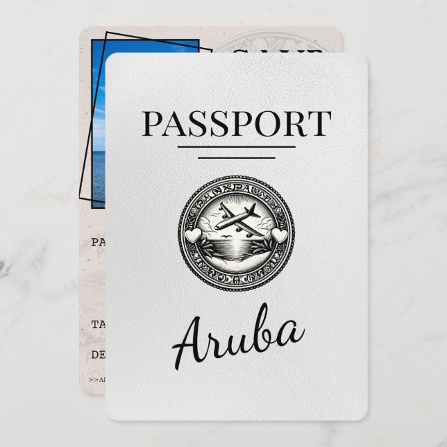 Reserve A Data White Aruba Passport Salvar Data (Frente/Verso)