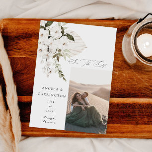 Reserve A Data White Boho Floral Salvar a Foto da Data