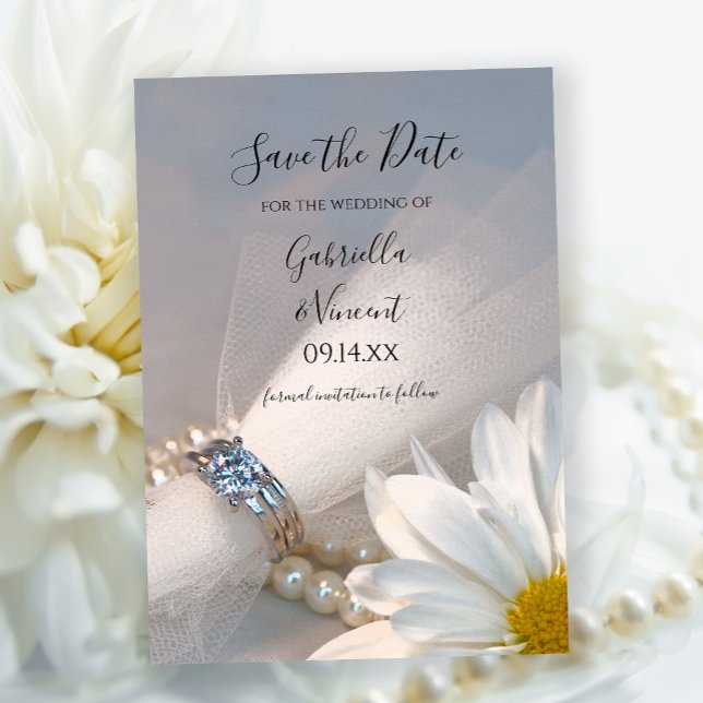 Reserve A Data White Daisy Elegance Wedding Salvar Data (Criador carregado)