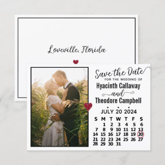 Reserve A Data White Foto personalizada do calendário de casament