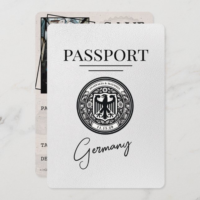 Reserve A Data White Germany Passport Salvar Data (Frente/Verso)