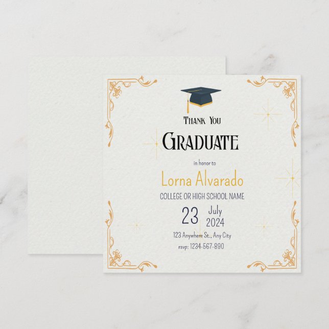 Reserve A Data White Graduation (Graduação branca) - Salve a plac (Frente/Verso)