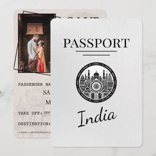 Reserve A Data White India Passport Salvar Data (Frente/Verso)