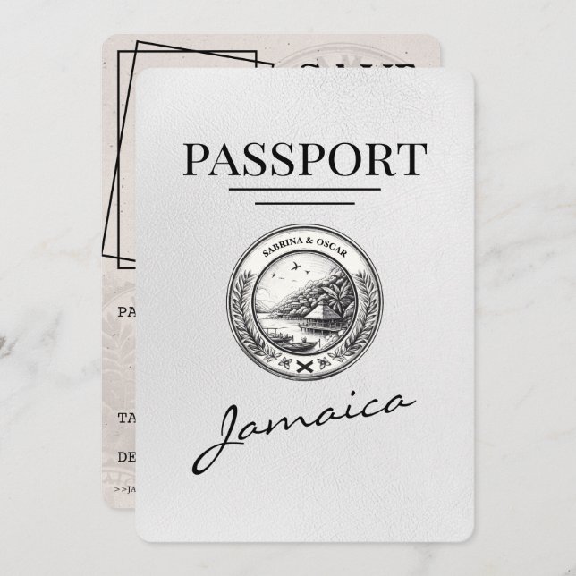 Reserve A Data White Jamaica Passport Salvar Data (Frente/Verso)