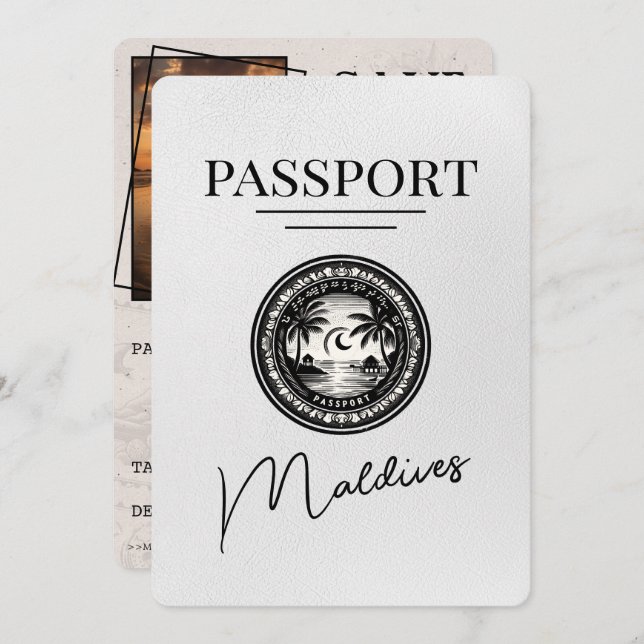 Reserve A Data White Maldives Passport Salvar a Data (Frente/Verso)