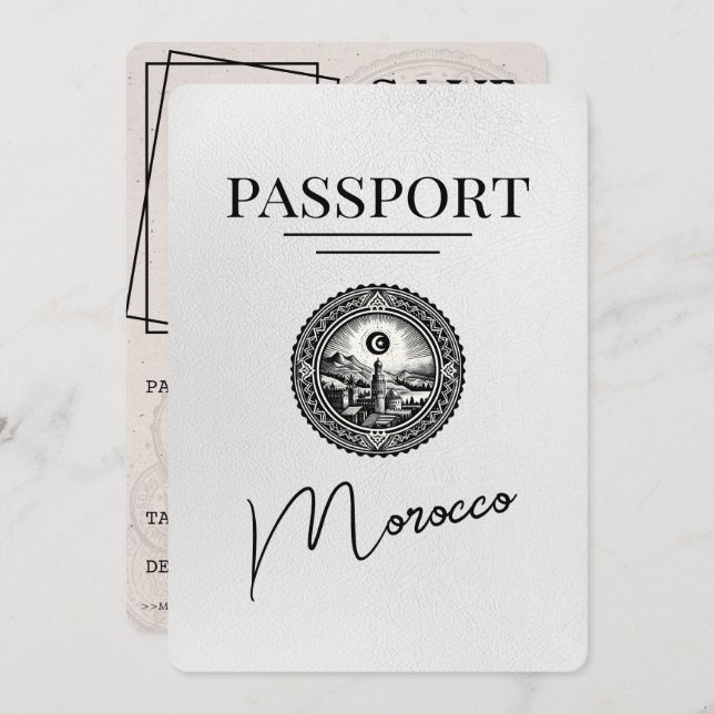 Reserve A Data White Marrocos Passport Salvar Data (Frente/Verso)