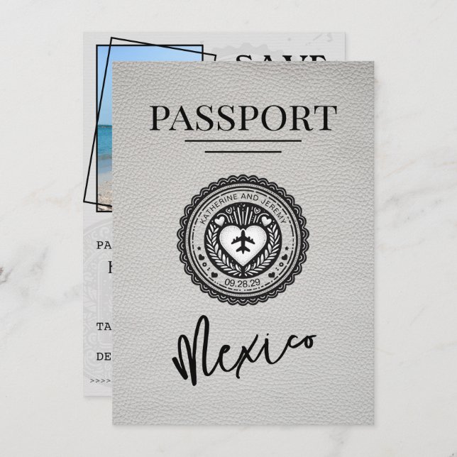 Reserve A Data White Mexico Passport Salvar a Data (Frente/Verso)