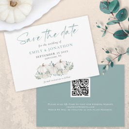 Reserve A Data White Pumpkins Florals Código QR Casamento