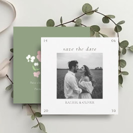 Reserve A Data White & Sage | Chic Floral Wedding  Save The Date