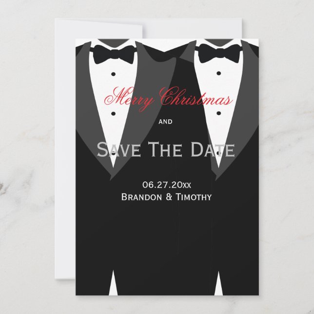 Reserve A Data White Save The Date Christmas Cards Gay Casamento (Frente)