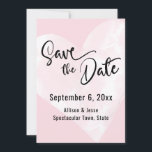 Reserve A Data White Watercolor Heart on Pink Save the Date Card<br><div class="desc">Neste design único, artístico, com o tema do casamento, usei uma elegante e moderna fonte de caligrafia para criar uma camada gráfica de tipografia lendo "Salvar a Data". Atrás do texto eu coloquei um coração branco de aquarela aflita de uma forma artística de tal forma que sua cor de fundo...</div>