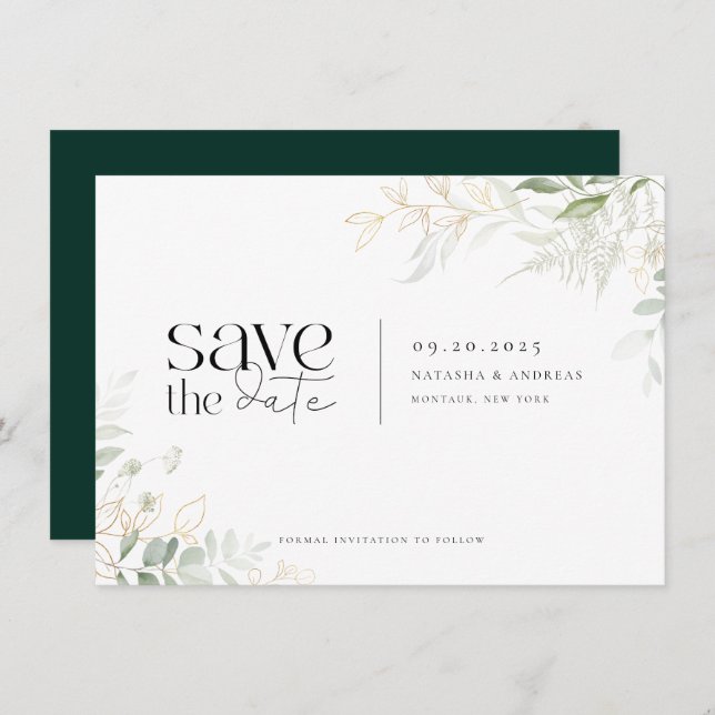 Reserve A Data Wild Forest Greenery Wedding (Frente/Verso)