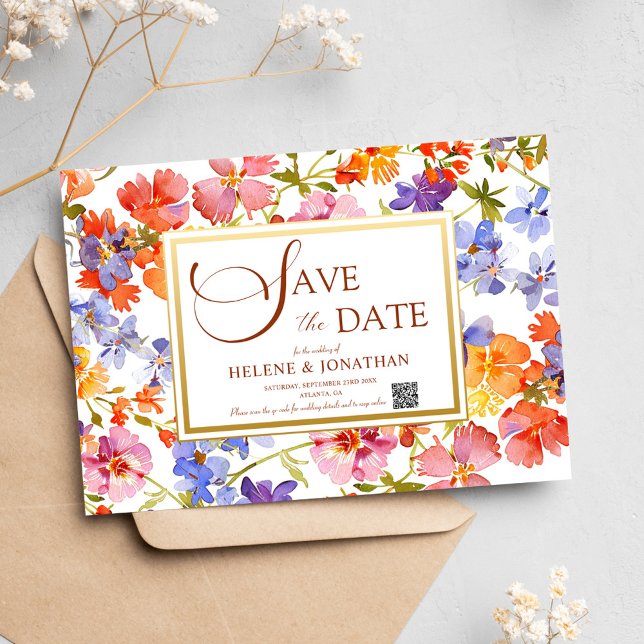 Reserve A Data Wildflower Boho Rustic Floral Elegant Casamento (Wildflower Boho Rustic Floral Elegant Wedding Save The Date)