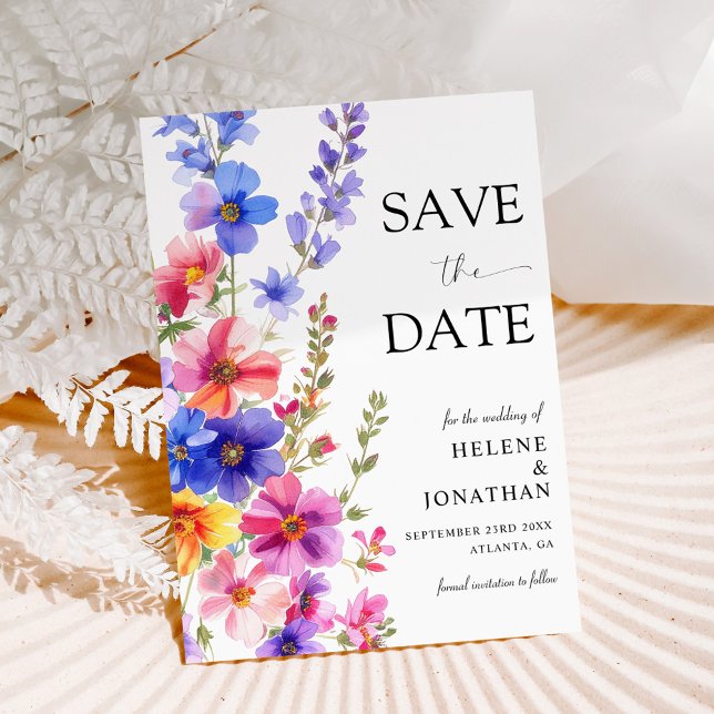 Reserve A Data Wildflower Elegant Boho Rustic Garden Wedding (Wildflower Elegant Boho Rustic Garden Wedding Save The Date)