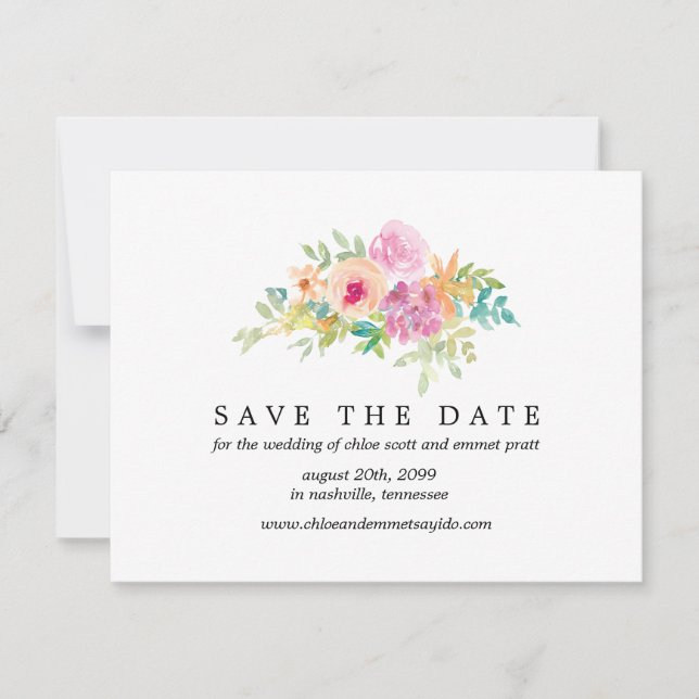 Reserve A Data Wildflower Save the Date Card with Photo Back (Frente)