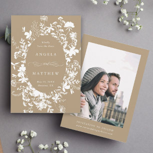 Reserve A Data Wildflower Silhouette Wedding Tan Foto