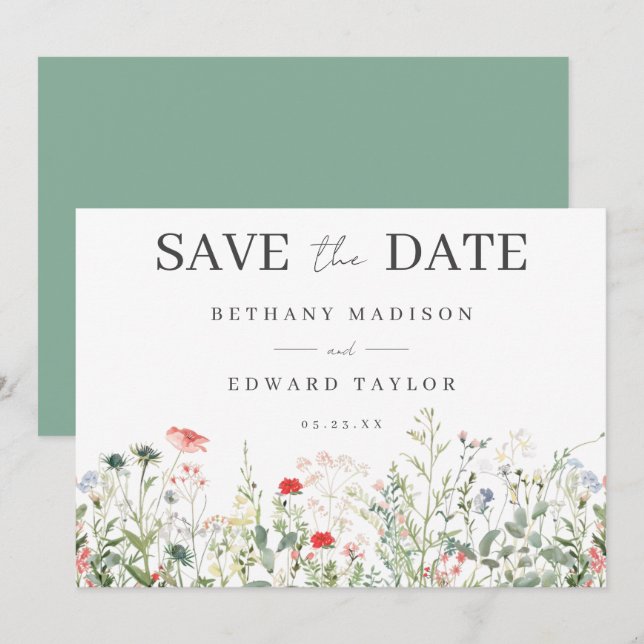 Reserve A Data Wildflower Wedding (Frente/Verso)