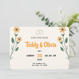 Reserve A Data Wildflower Wedding Save the Date Card 