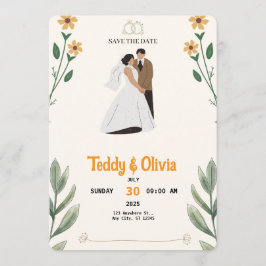 Reserve A Data Wildflower Wedding Save the Date Card 