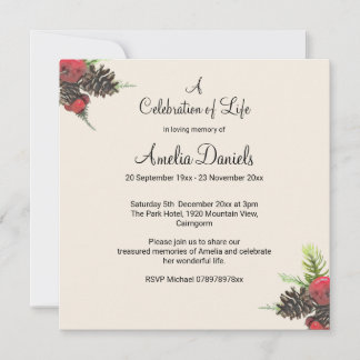 Reserve A Data Winter Pine Cone Celebration of Life Card