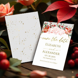 Reserve A Data Winter Save The Date Card Gilded Watercolor Floral