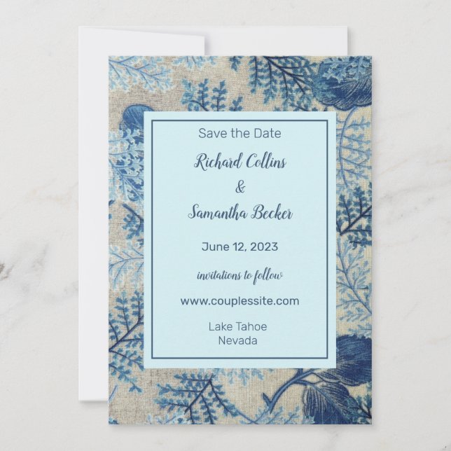 Reserve A Data Woven Floral Wedding Salvar A Data (Frente)