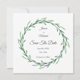 Reserve A Data Wreath de Folhas de Água Verde