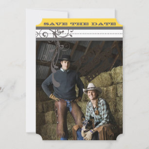 Reserve A Data Yellow & Cinza Funky Swirls Casamento Salve a Data