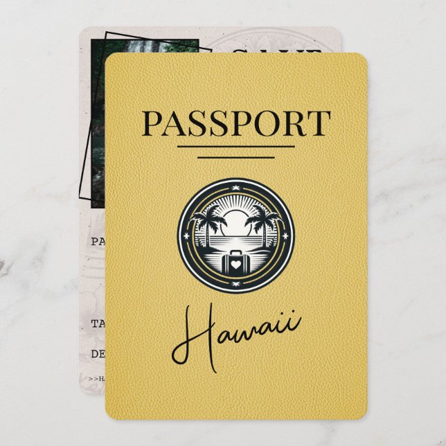 Reserve A Data Yellow Hawaii Passport Salvar Data (Frente/Verso)