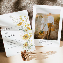 Reserve A Data Yellow Wildflower Sunflower Wedding Photo Back