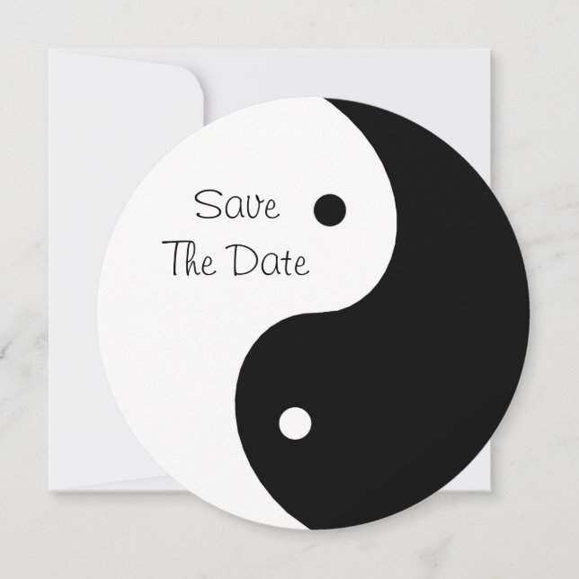 Reserve A Data Yin Yang Black E White Guardam O Casamento De Data (Frente)