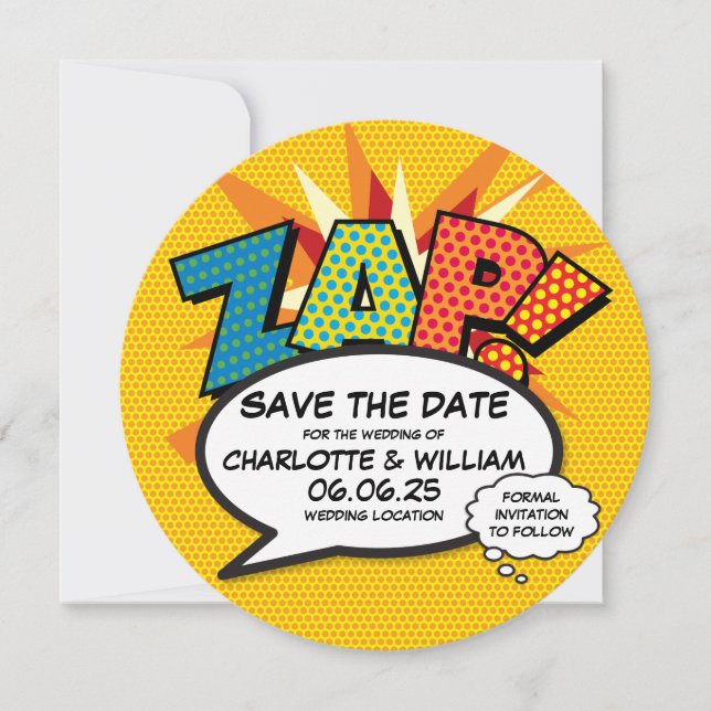 Reserve A Data ZAP Salve a Data Diversão Arte Pop de Quadrinhos R (Frente)