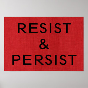 Resista & persista no poster de linho vermelho da