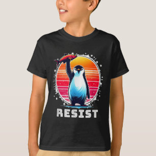 Resistência à Camisa Engraçado Resiste Pinguins Pr
