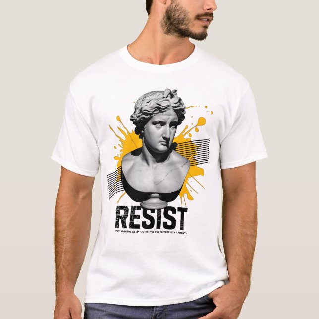 "Resistência: T-Shirt Grego Negrito com Motivação (Frente)