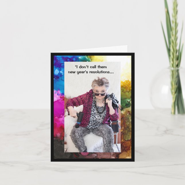 Resoluções Humorosas de Ano Novo Cartão Saudável (Frente)