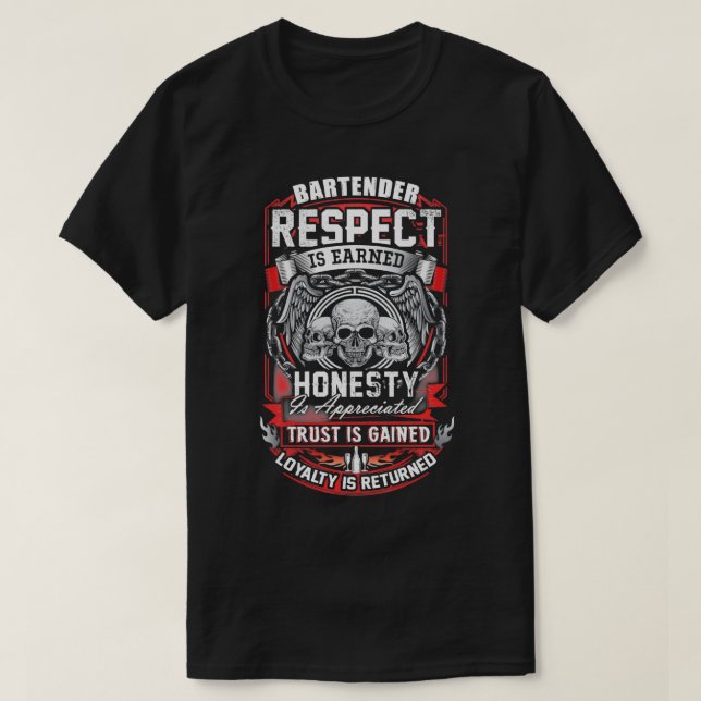 Respeitar Camisa Do Barman (Frente do Design)