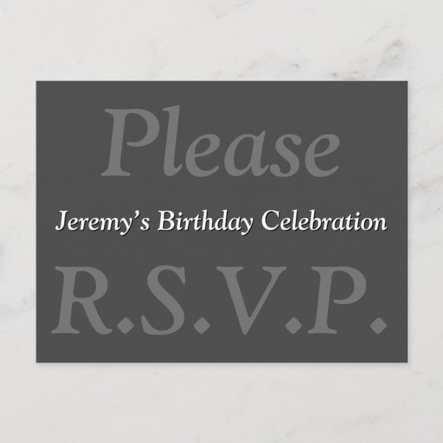 Respeitável e elegante "Por favor R.S.V.P." Cartão (Frente)