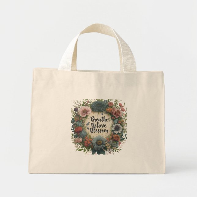 Respire, Acredite, Floresça - Mini Bolsa de Mão (Frente)