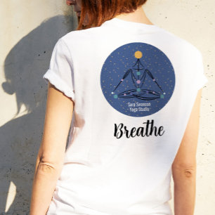 Respire Meditação Yoga Instrutor Blue T-Shirt