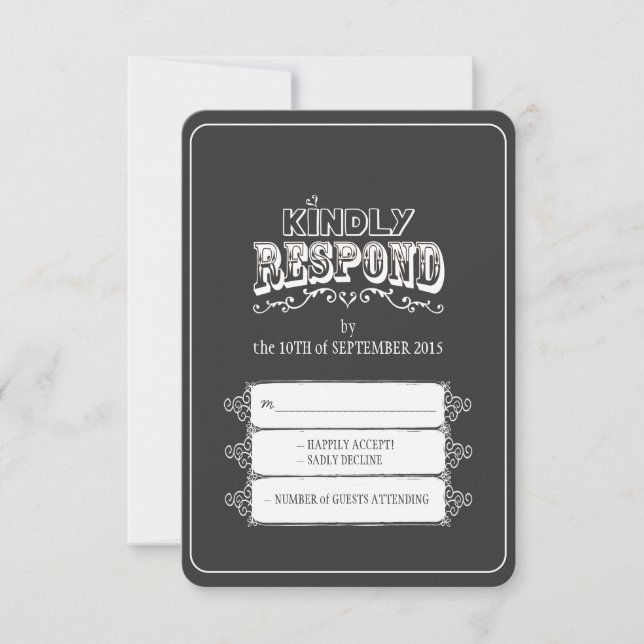 Responda gentilmente à placa RSVP de casamento do  (Frente)