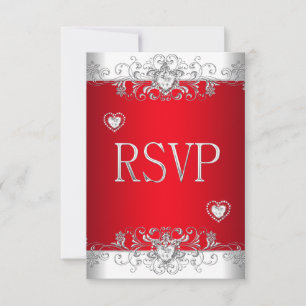 Responder diamantes corações prata branca RSVP