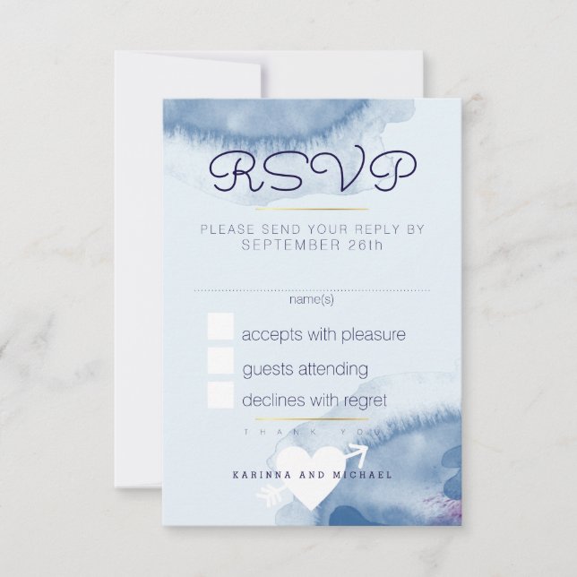Responder Responder ao casamento rsvp . azul de co (Frente)