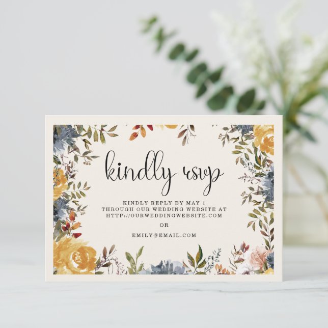 Resposta Amarela Azul Floral Casamento  (Em pé/Frente)