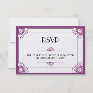 Resposta ao casamento de Art Deco RSVP, na idade d